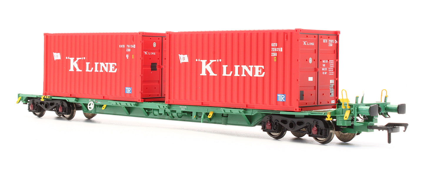 Pre-Owned 37-320A Intermodal Bogie Wagons with 2x Containers K-LINE & MOL