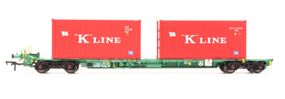 Pre-Owned 37-320A Intermodal Bogie Wagons with 2x Containers K-LINE & MOL