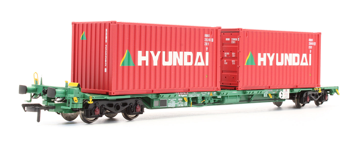 Pre-Owned 37-321A Intermodal Bogie Wagons with 2x Containers CMA CGM & Hyundai
