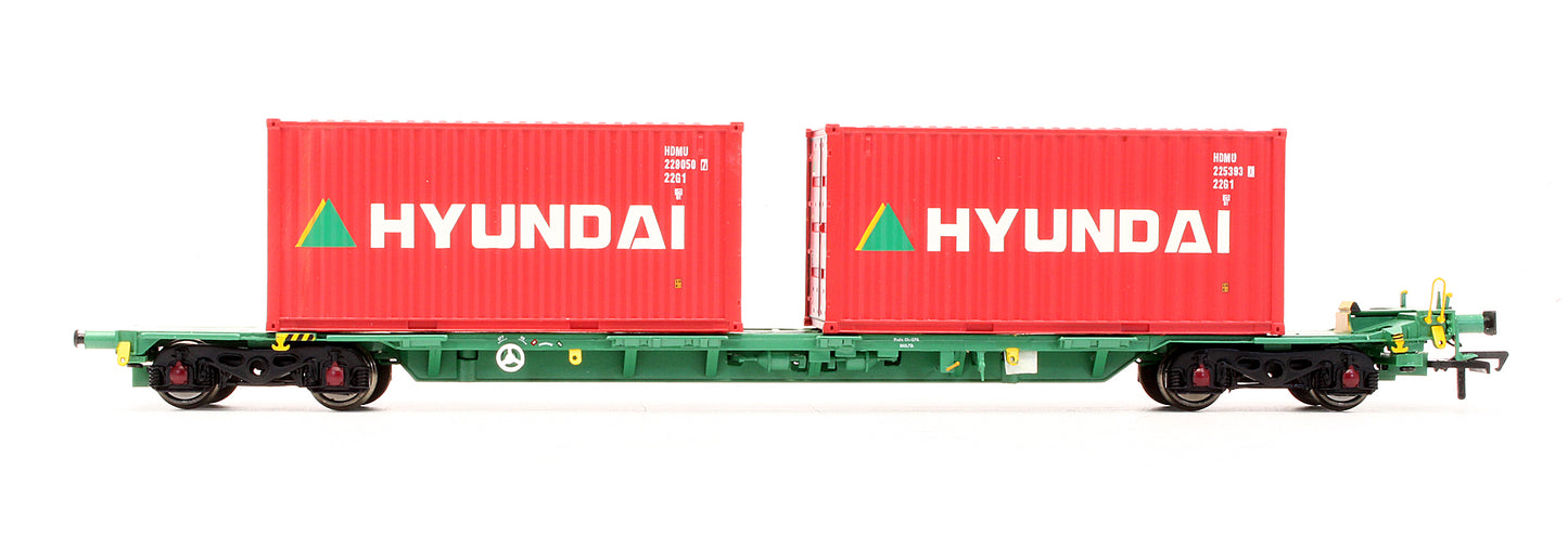 Pre-Owned 37-321A Intermodal Bogie Wagons with 2x Containers CMA CGM & Hyundai