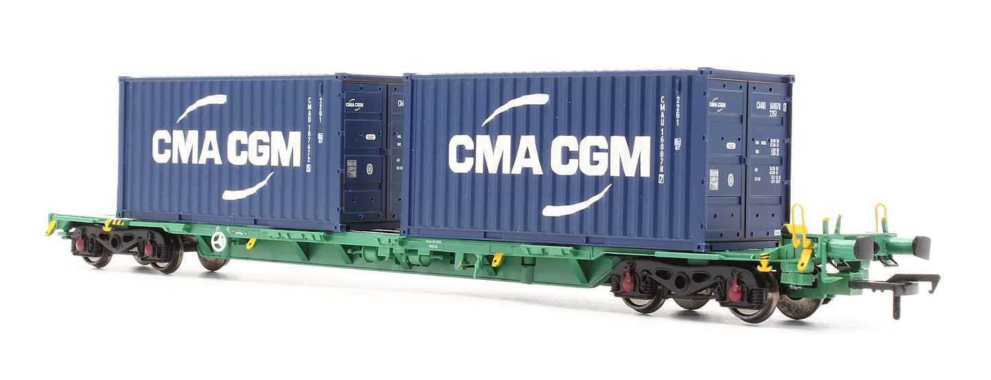 Pre-Owned 37-321A Intermodal Bogie Wagons with 2x Containers CMA CGM & Hyundai