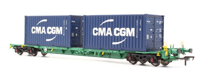 Pre-Owned 37-321A Intermodal Bogie Wagons with 2x Containers CMA CGM & Hyundai