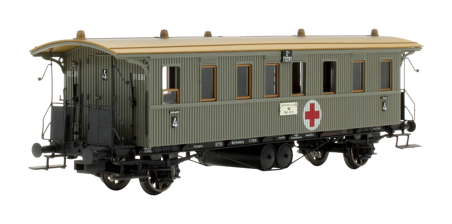 Pre-Owned 2159 K.W.St.E. Light Grey 'Lazarettwagen' 3-Piece Ambulance Coach Set Formation