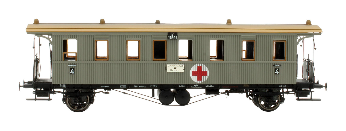 Pre-Owned 2159 K.W.St.E. Light Grey 'Lazarettwagen' 3-Piece Ambulance Coach Set Formation
