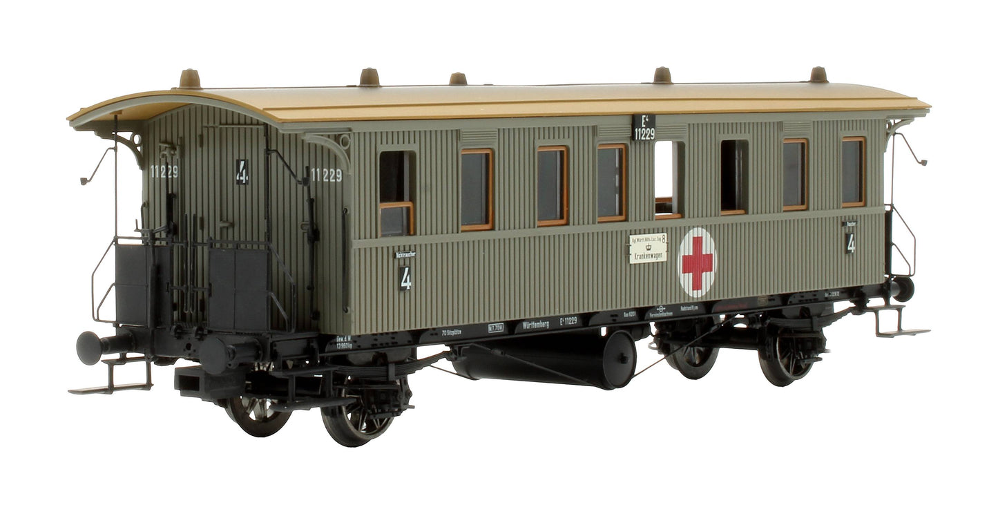 Pre-Owned 2159 K.W.St.E. Light Grey 'Lazarettwagen' 3-Piece Ambulance Coach Set Formation
