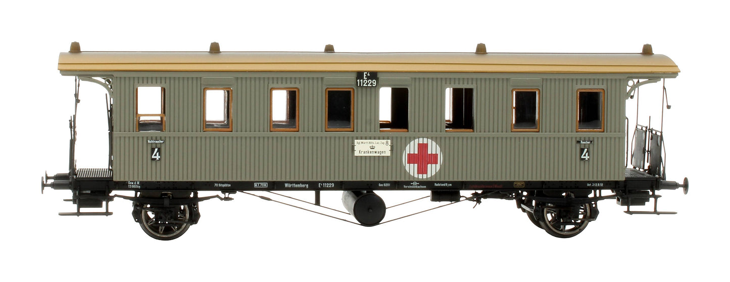Pre-Owned 2159 K.W.St.E. Light Grey 'Lazarettwagen' 3-Piece Ambulance Coach Set Formation