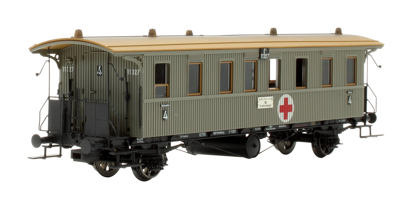 Pre-Owned 2159 K.W.St.E. Light Grey 'Lazarettwagen' 3-Piece Ambulance Coach Set Formation