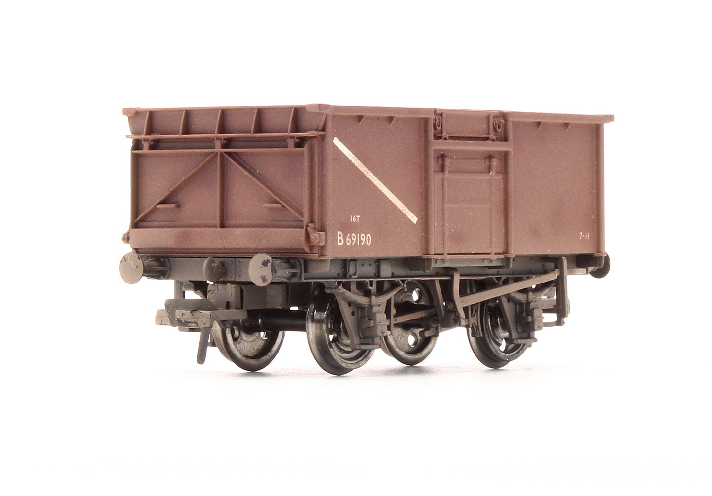 Pre-Owned 37-228 16 Ton Steel Mineral Wagon BR Brown With Top Flat Doors 'B 69190' - Weathered