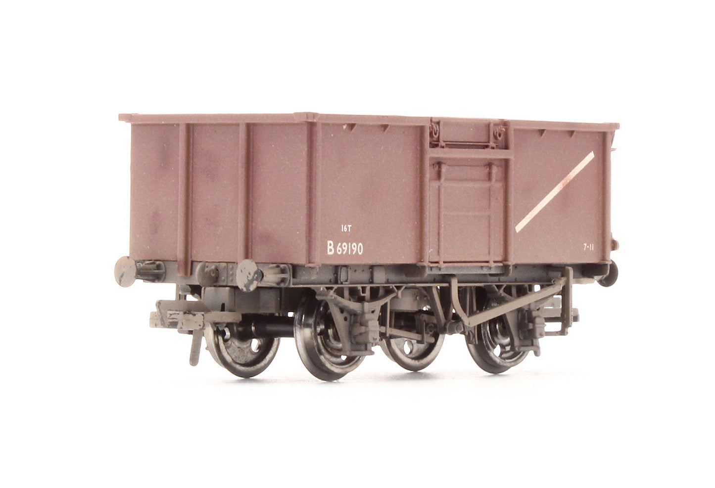 Pre-Owned 37-228 16 Ton Steel Mineral Wagon BR Brown With Top Flat Doors 'B 69190' - Weathered