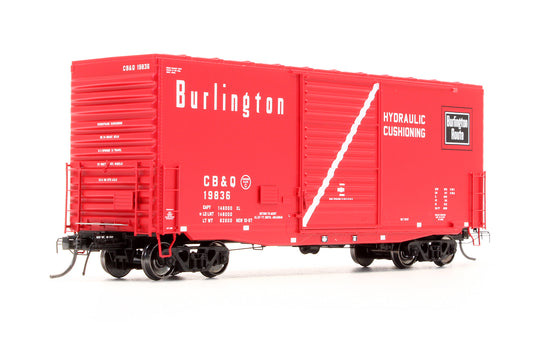 Pre-Owned 18010-03 Pullman Standard PS-1 40' Mini-Hy Cube Box Car CB&Q Chinese Red 10-67' - Road #19836