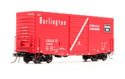 Pre-Owned 18010-03 Pullman Standard PS-1 40' Mini-Hy Cube Box Car CB&Q Chinese Red 10-67' - Road #19836