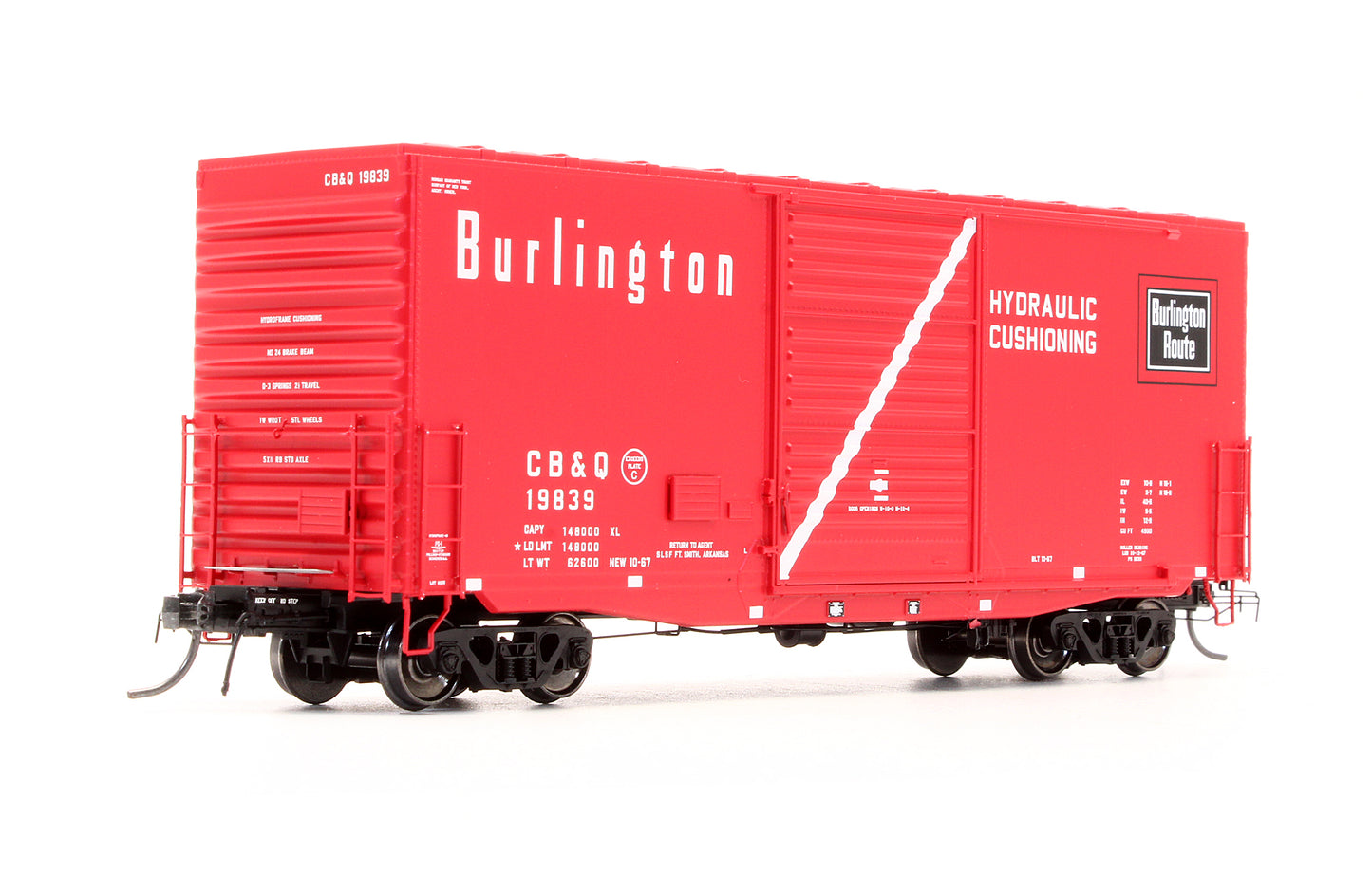 Pre-Owned 18010-04 Pullman Standard PS-1 40' Mini-Hy Cube Box Car CB&Q Chinese Red 10-67' - Road #19839