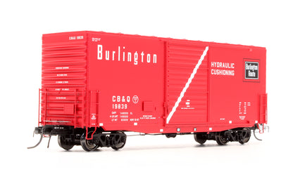 Pre-Owned 18010-04 Pullman Standard PS-1 40' Mini-Hy Cube Box Car CB&Q Chinese Red 10-67' - Road #19839