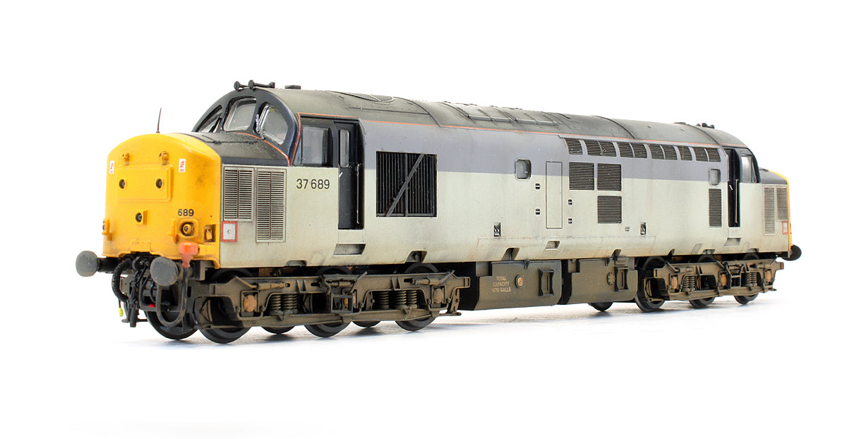 Pre-Owned Class 37689 Triple Grey Unbranded Diesel Locomotive - Renumbered - Custom Weathered - DCC Fitted