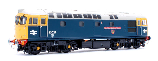 Class 33/0 BR Blue No.33027 'Earl Mountbatten of Burma' (Grey Roof) Diesel Locomotive - DCC Sound