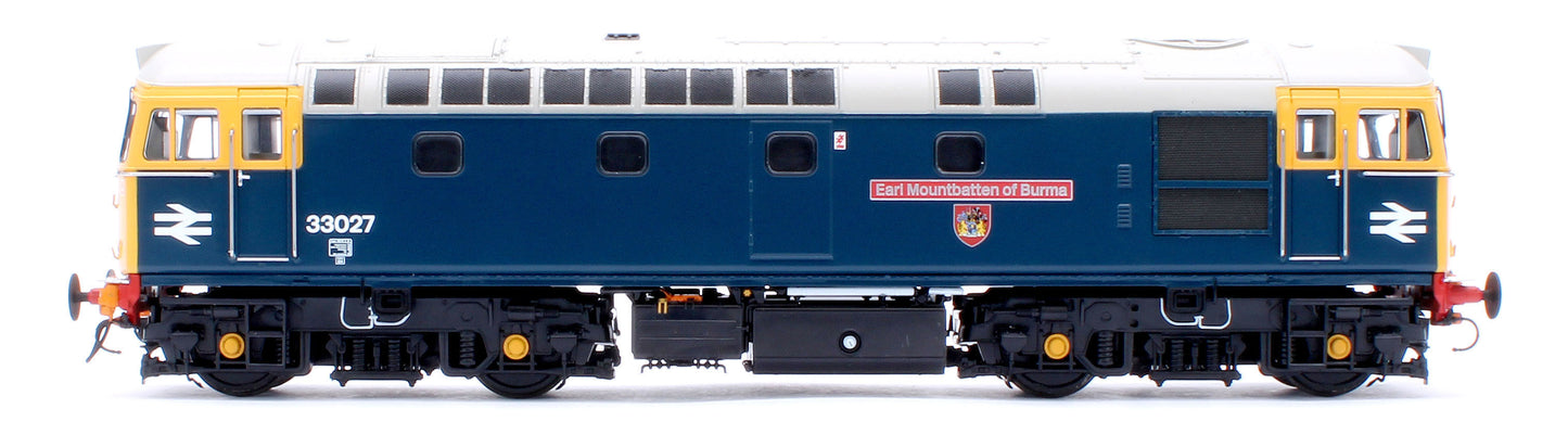 Class 33/0 BR Blue No.33027 'Earl Mountbatten of Burma' (Grey Roof) Diesel Locomotive