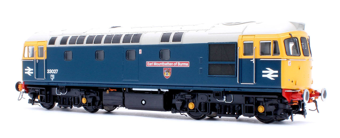 Class 33/0 BR Blue No.33027 'Earl Mountbatten of Burma' (Grey Roof) Diesel Locomotive