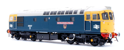 Class 33/0 BR Blue No.33027 'Earl Mountbatten of Burma' (Grey Roof) Diesel Locomotive - DCC Sound