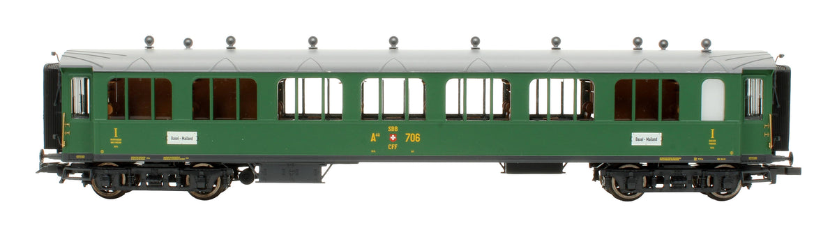 Pre-Owned L330510 SBB Green ex-Gotthardbahn 4-Piece Passenger Coach Set