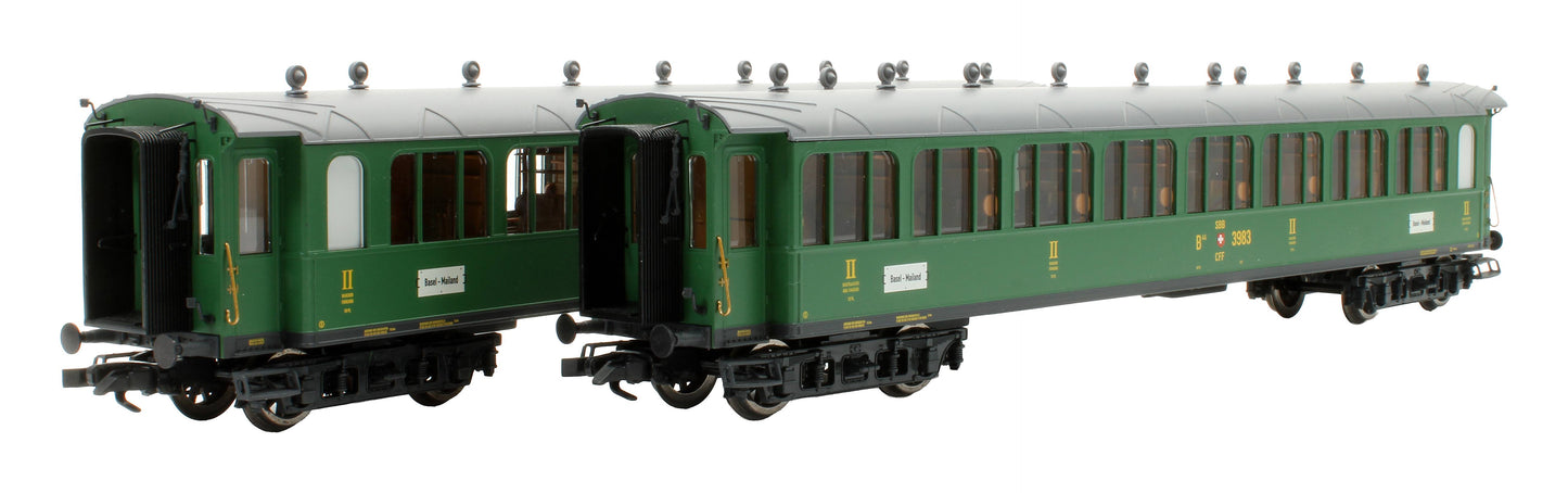 Pre-Owned L330511 SBB Green ex-Gotthardbahn 2-Piece Passenger Coach Set