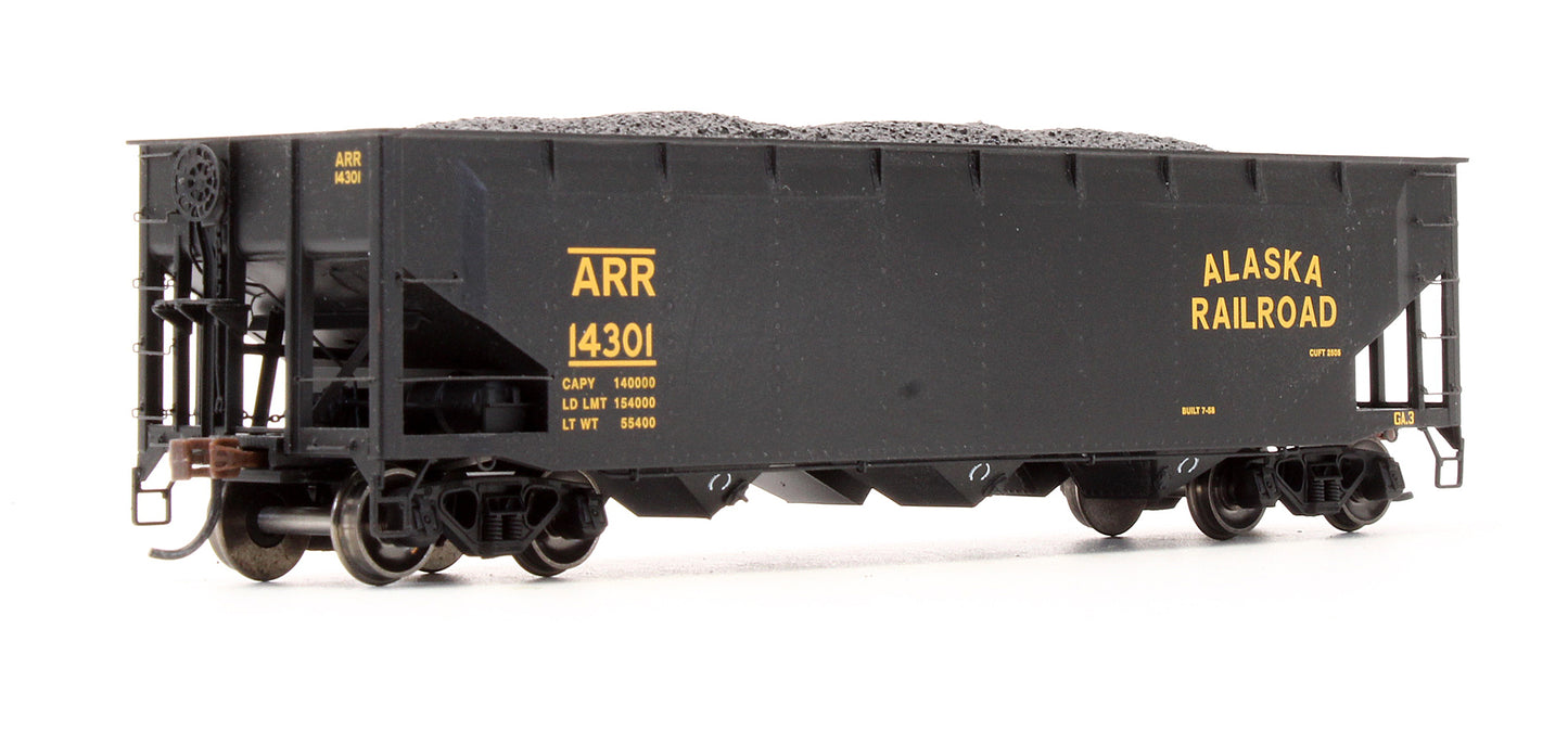 Pre-Owned ATH7042 Alaska Railroad 40' 3-Bay Offset Open Hopper 14207, 14225, 14262, 14301 With Coal Loads