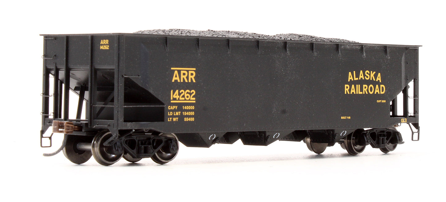 Pre-Owned ATH7042 Alaska Railroad 40' 3-Bay Offset Open Hopper 14207, 14225, 14262, 14301 With Coal Loads