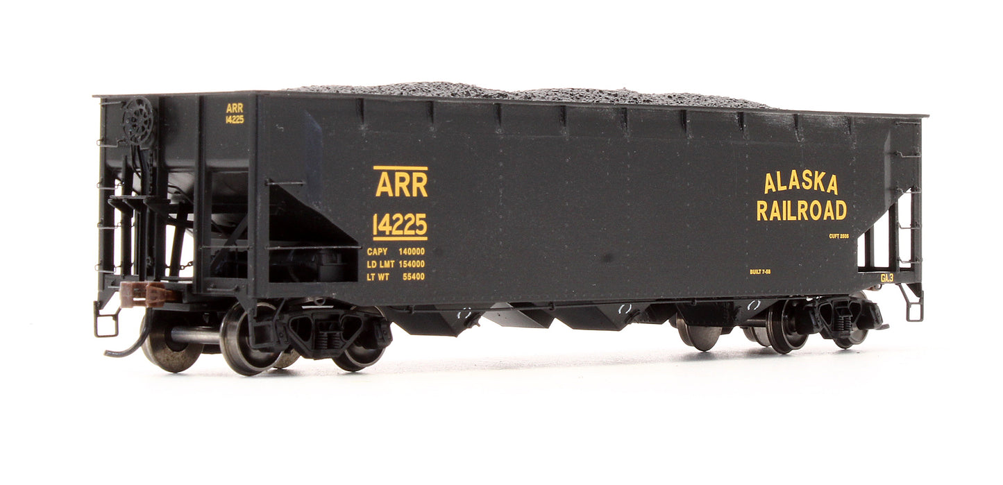 Pre-Owned ATH7042 Alaska Railroad 40' 3-Bay Offset Open Hopper 14207, 14225, 14262, 14301 With Coal Loads