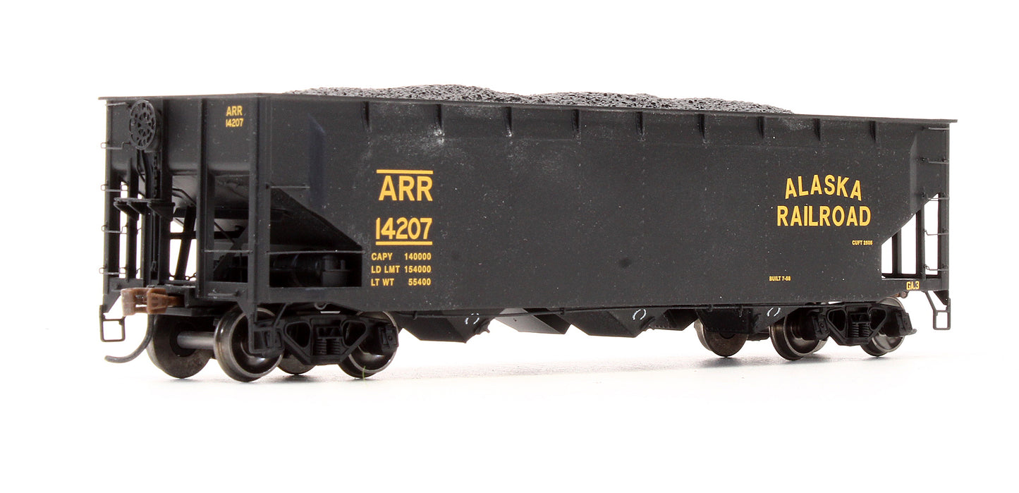 Pre-Owned ATH7042 Alaska Railroad 40' 3-Bay Offset Open Hopper 14207, 14225, 14262, 14301 With Coal Loads