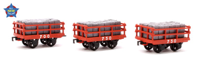 Dinorwic Slate Wagons with sides 3-Pack Red [WL]