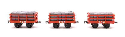 Dinorwic Slate Wagons with sides 3-Pack Red [WL]