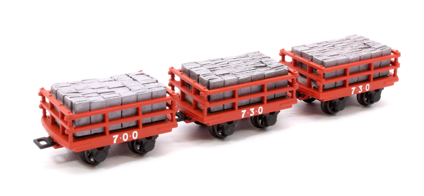 Dinorwic Slate Wagons with sides 3-Pack Red [WL]