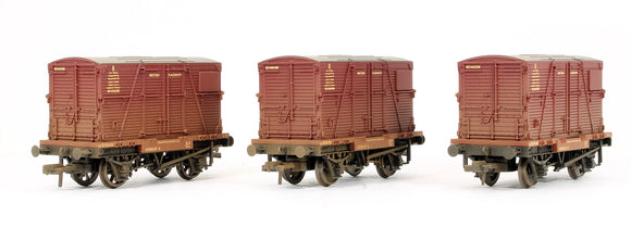 Pre-Owned Set Of 3 Conflats BR Bauxite With BD Containers BR Crimson (Weathered)