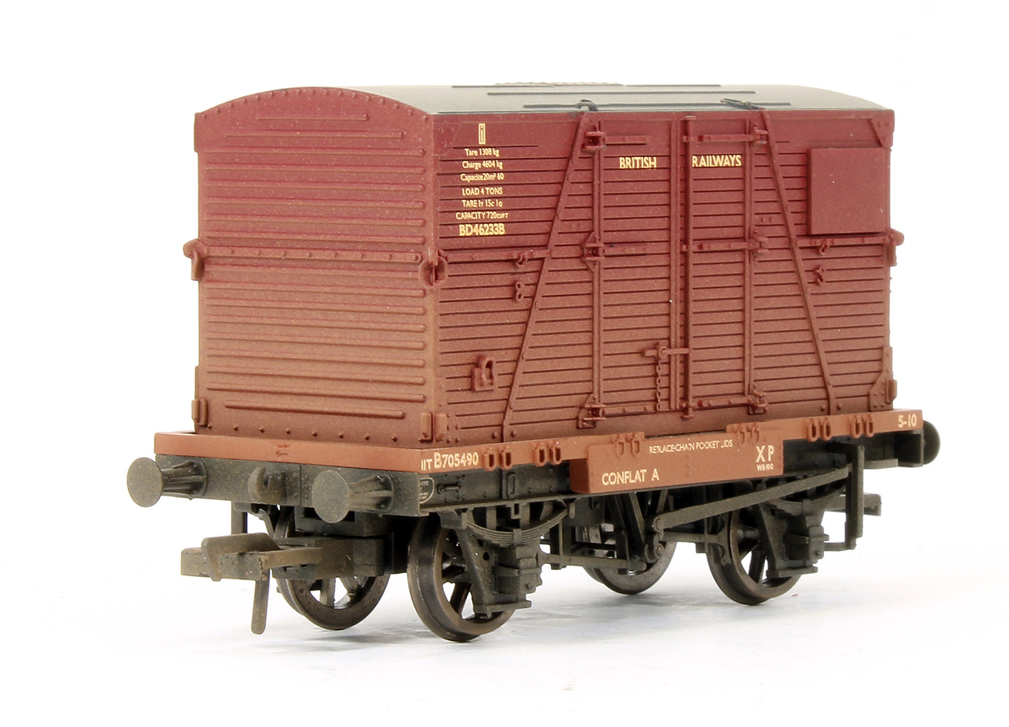 Pre-Owned Set Of 3 Conflats BR Bauxite With BD Containers BR Crimson (Weathered)