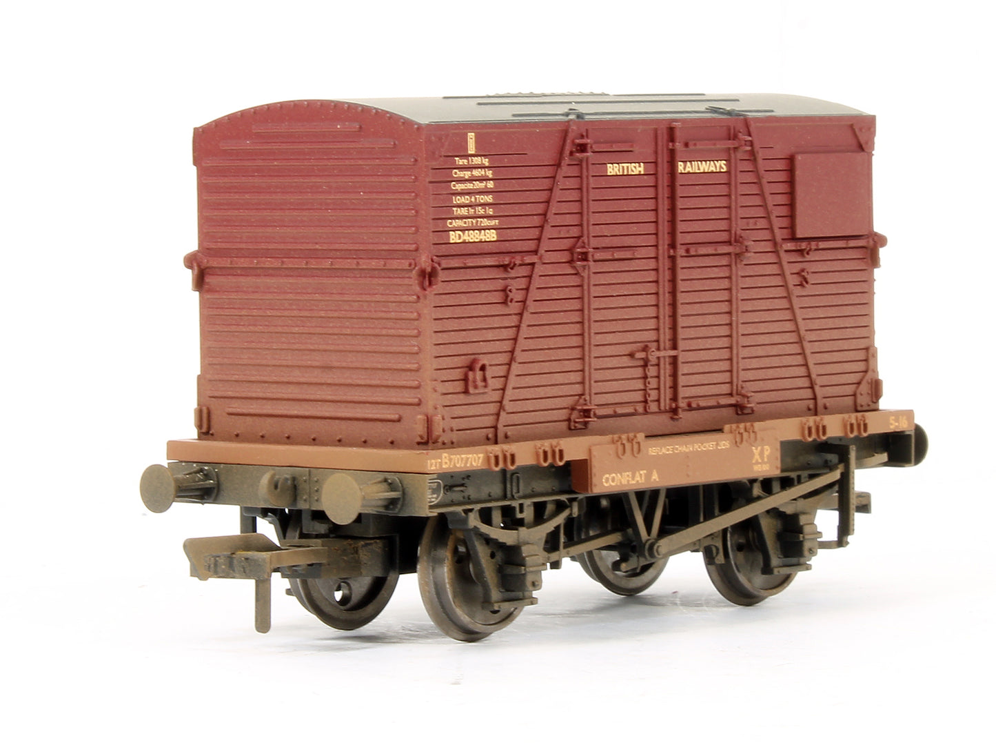 Pre-Owned Set Of 3 Conflats BR Bauxite With BD Containers BR Crimson (Weathered)