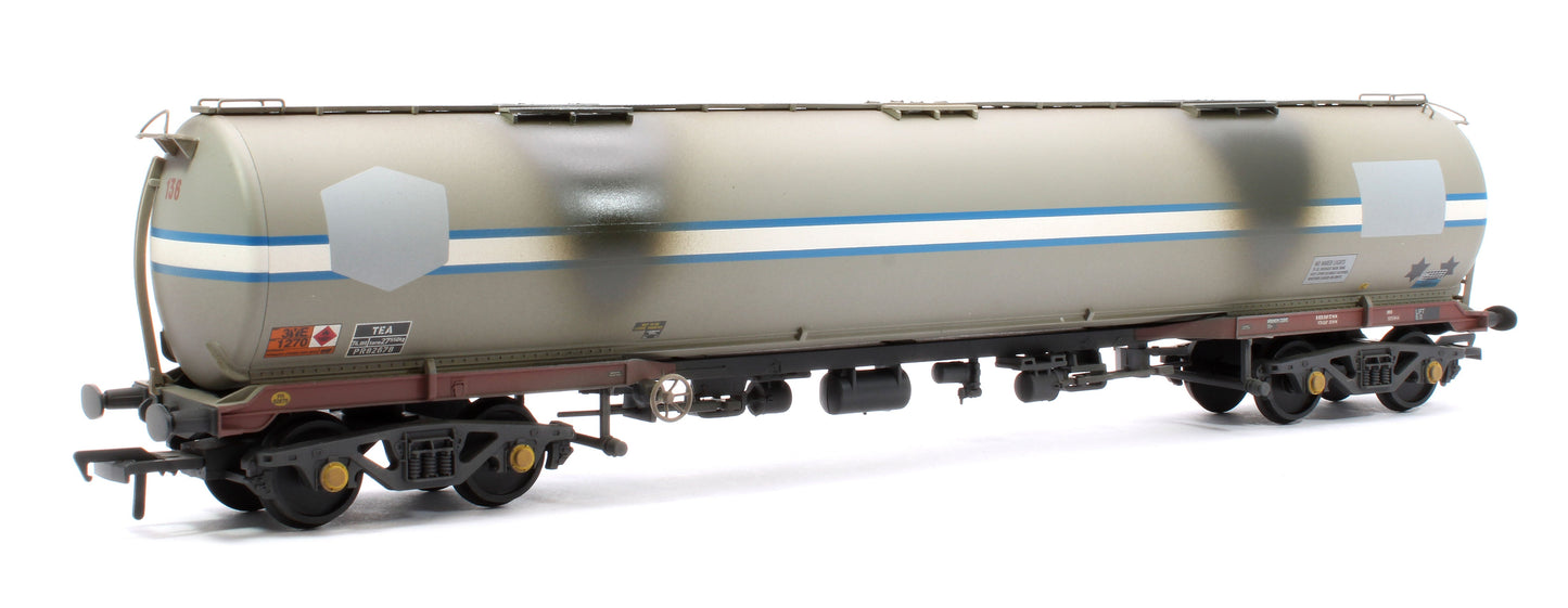 Pre-Owned 38-109B BR 102T TEA Bogie Tank Wagon Debranded (ex-Jet-Conoco) Light Grey No.PR82678 (ex-136)- Weathered