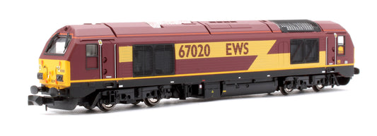 Class 67 EWS Red/Gold 67020 Diesel Locomotive - DCC Fitted