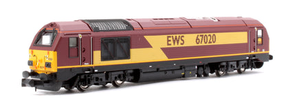 Class 67 EWS Red/Gold 67020 Diesel Locomotive - DCC Fitted