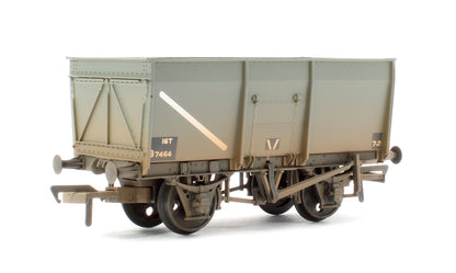 16T Steel Slope-Sided Mineral Wagon Rivetted Doors BR Grey B7464 - Weathered