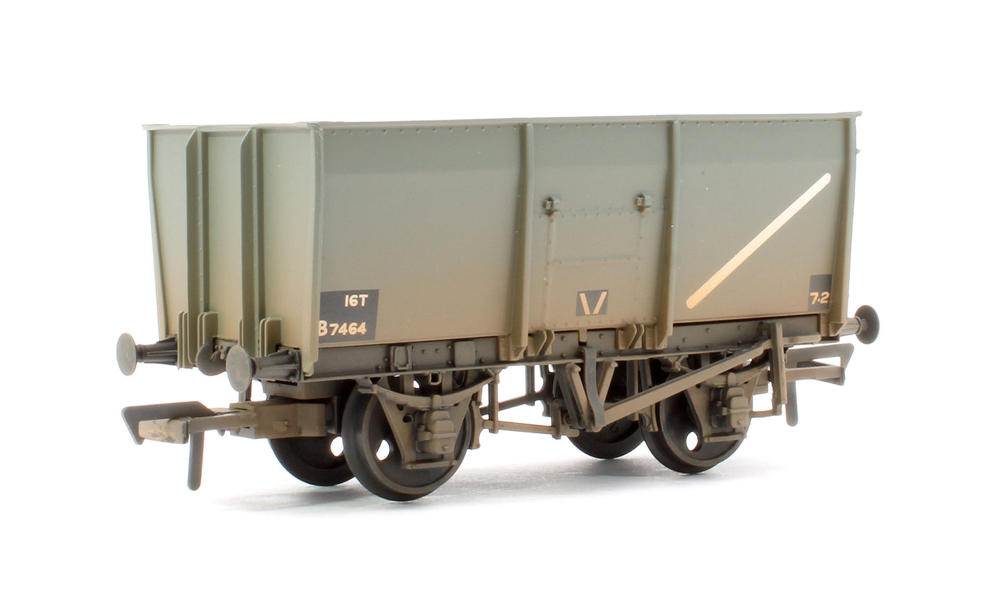 16T Steel Slope-Sided Mineral Wagon Rivetted Doors BR Grey B7464 - Weathered