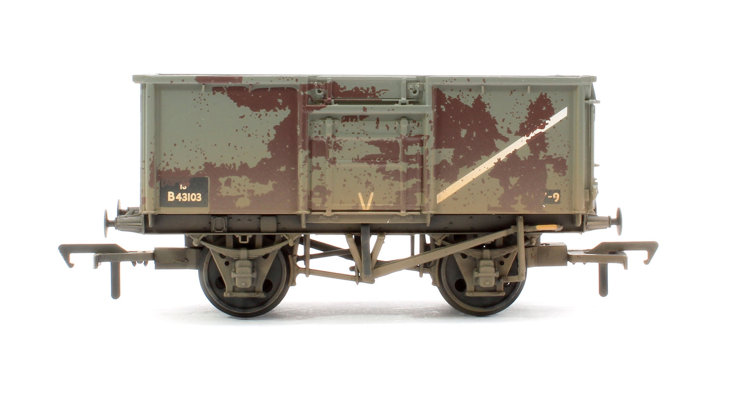 BR 16T Steel Mineral Wagon Top Flap Doors BR Grey (Early) B43103 - Weathered