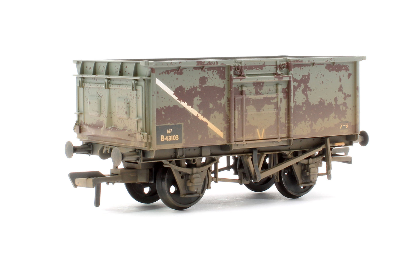 BR 16T Steel Mineral Wagon Top Flap Doors BR Grey (Early) B43103 - Weathered