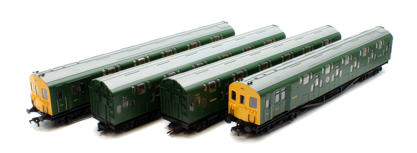Bulleid Class 4DD Double Decker 4 Car EMU 4001/4901 BR Green with Full Yellow Ends - Sound Fitted