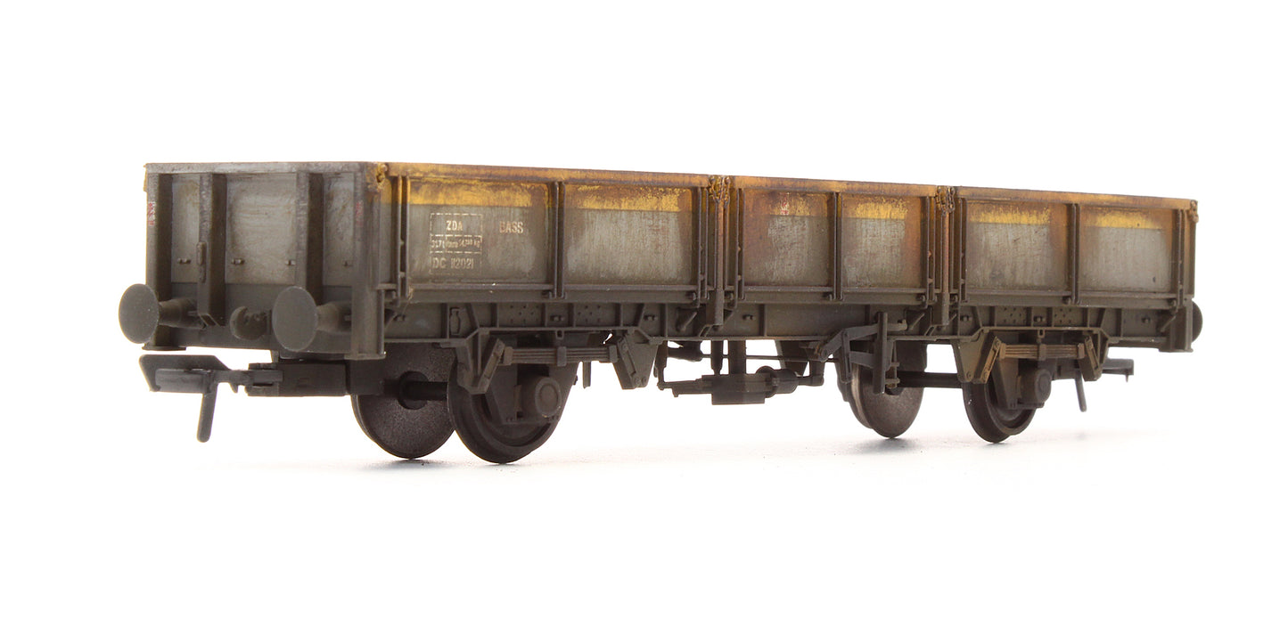 Pre-Owned 38-059 ZDA Bass Dropside Open Wagon BR Grey & Yellow - Custom Weathered
