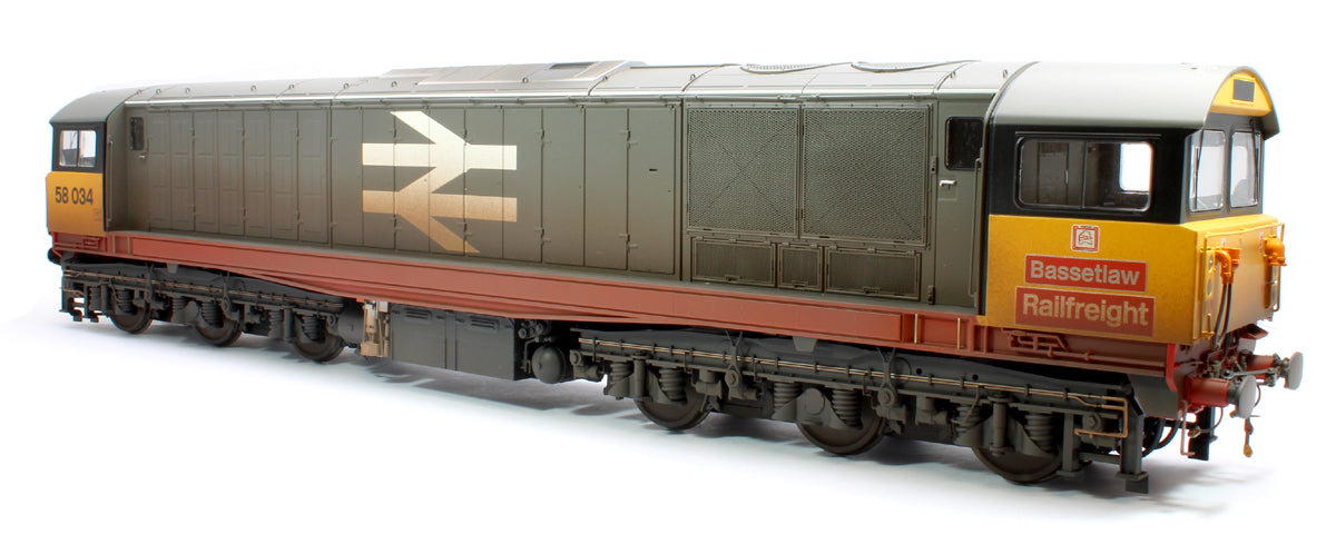 Class 58 Railfreight Red Stripe 58034 Bassetlaw Diesel Locomotive - Weathered