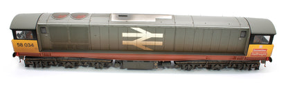 Class 58 Railfreight Red Stripe 58034 Bassetlaw Diesel Locomotive - Weathered