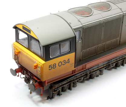 Class 58 Railfreight Red Stripe 58034 Bassetlaw Diesel Locomotive - Weathered