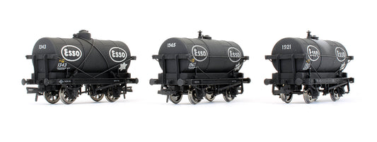 Pre-Owned Set Of 3 'Esso' Black 14 Ton Tank Wagons - Weathered