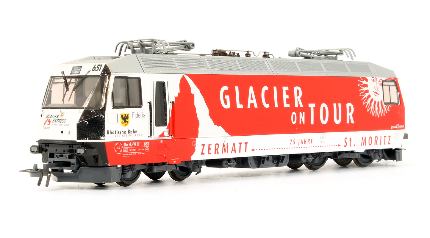Pre-Owned RhB Ge 4/4 III 651 'Glacier On Tour' Electric Locomotive