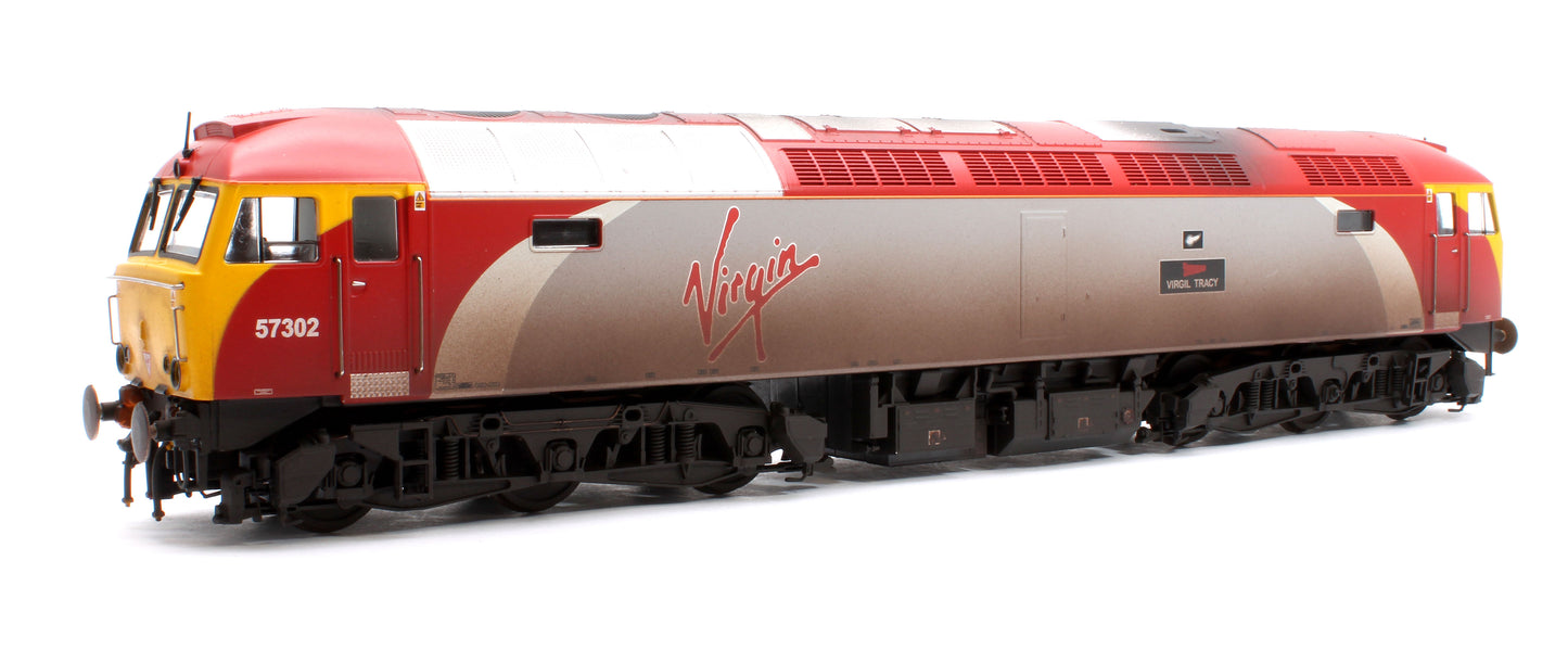 Class 57 Virgin Silver/Red 57302 Virgil Tracy Diesel Locomotive - Weathered