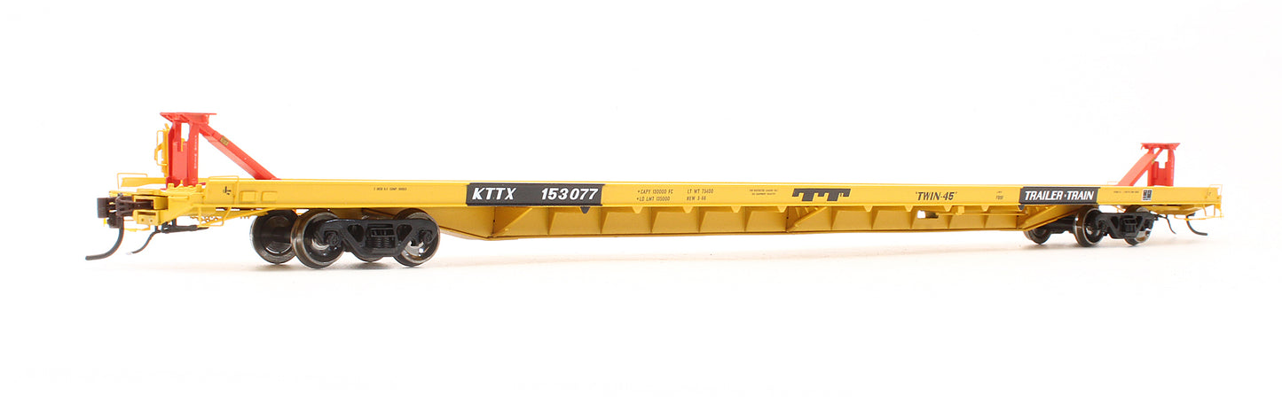 Pre-Owned G29516 Trailer Train F89F 89' Flat Car KTTX TT Logo Yellow - Road #153077